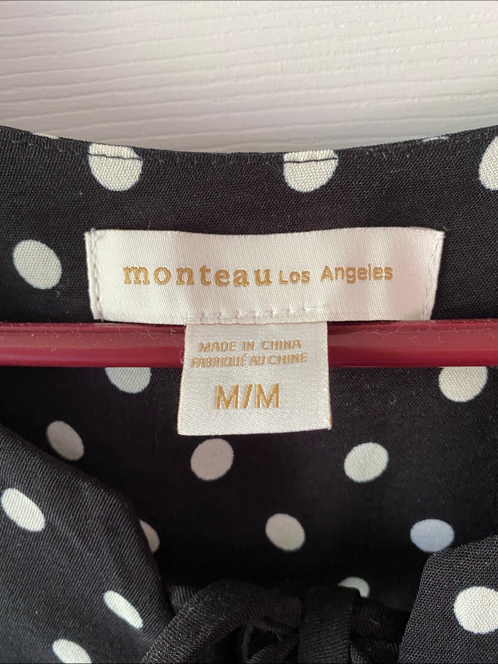 Monteau Los Angeles Black & White Polka Dot Peplum Blouse Medium - Picture 4 of 8